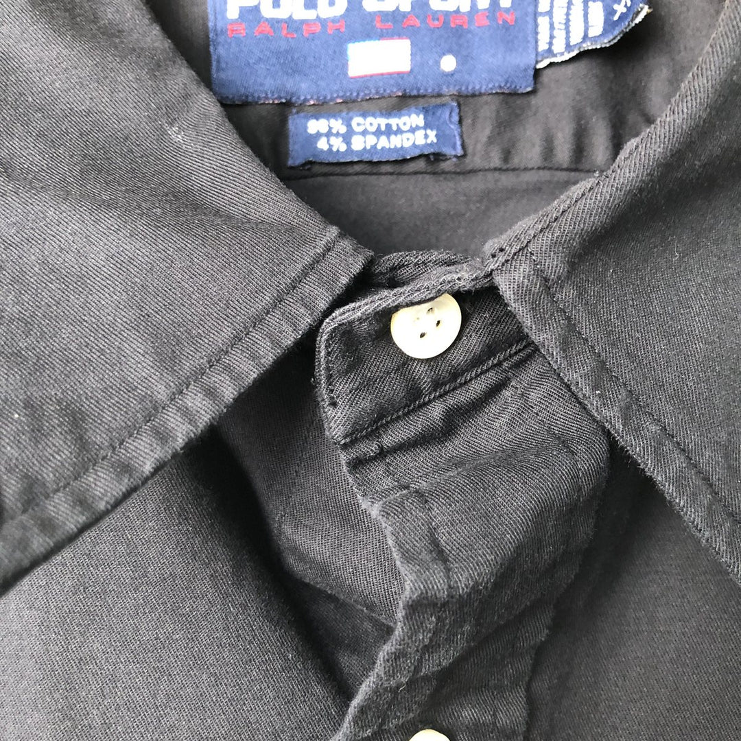 90'S Ralph Lauren POLO SPORT Long Sleeve Cotton Shirt Made in USA Men's XL Vintage cotton black type Vintage Second Hand