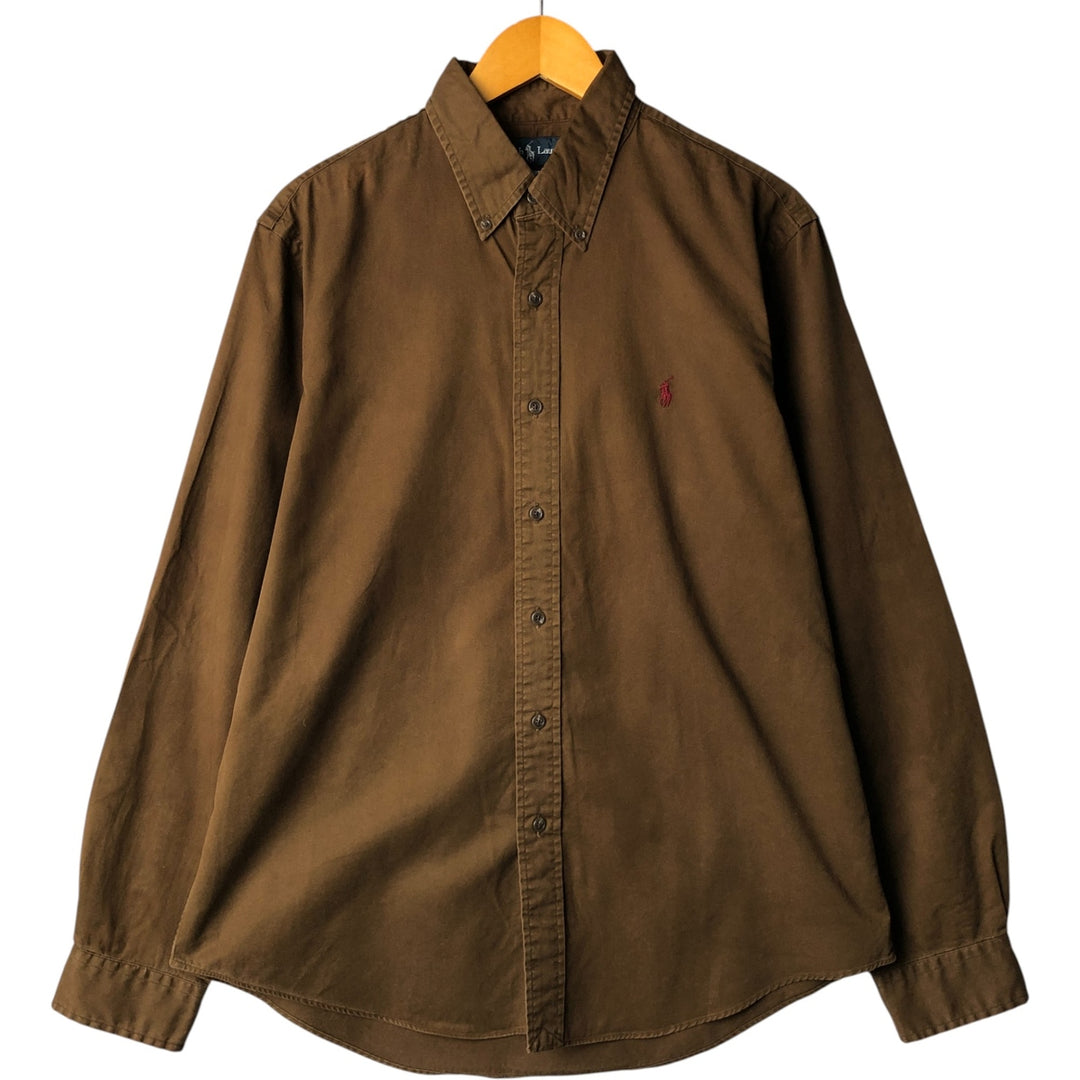 Ralph Lauren CUSTOM FIT long sleeve button down shirt, men's size L cotton brown type Vintage Second Hand