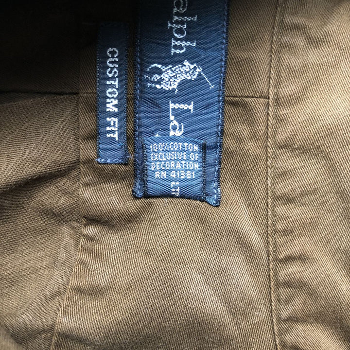 Ralph Lauren CUSTOM FIT long sleeve button down shirt, men's size L cotton brown type Vintage Second Hand
