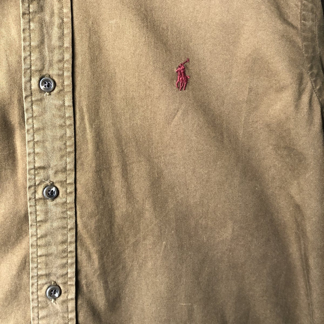 Ralph Lauren CUSTOM FIT long sleeve button down shirt, men's size L cotton brown type Vintage Second Hand