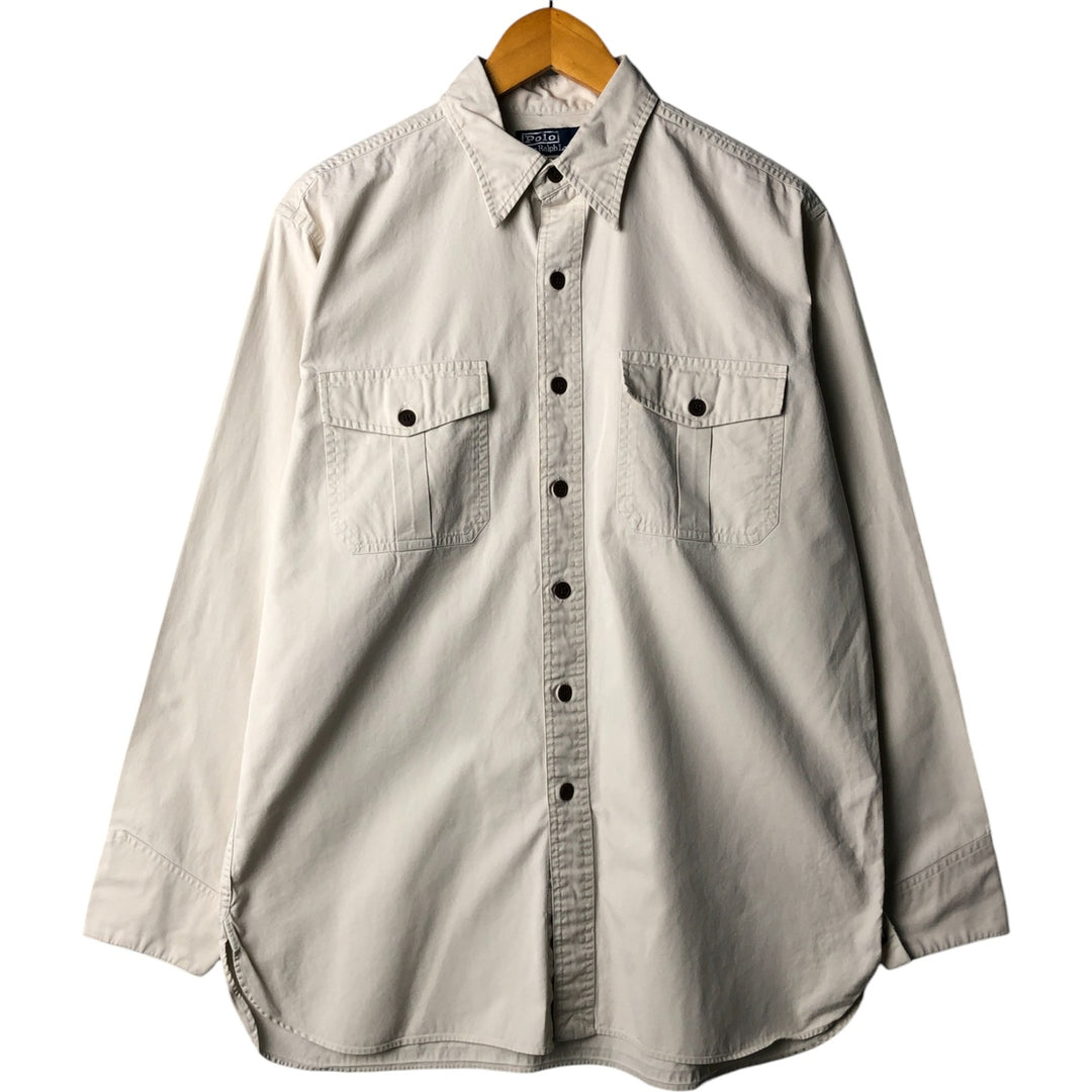 Ralph Lauren POLO by Ralph Lauren TOBIAS long-sleeved cotton shirt cotton pale white type Vintage Second Hand