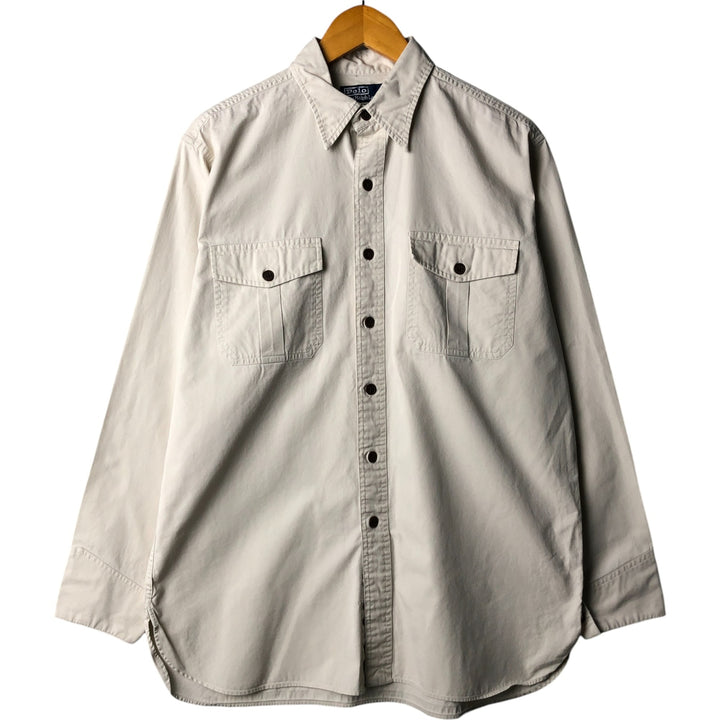 Ralph Lauren POLO by Ralph Lauren TOBIAS long-sleeved cotton shirt cotton pale white type Vintage Second Hand