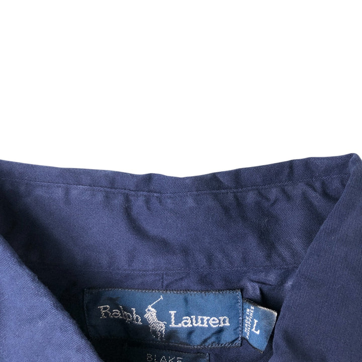 Ralph Lauren BLAKE long sleeve button down shirt, men's size L, vintage cotton navy blue type Vintage Second Hand