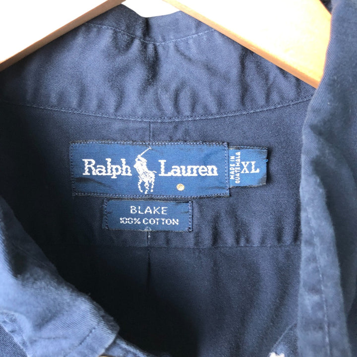 Ralph Lauren BLAKE long sleeve button down shirt, men's XL size cotton navy blue type Vintage Second Hand