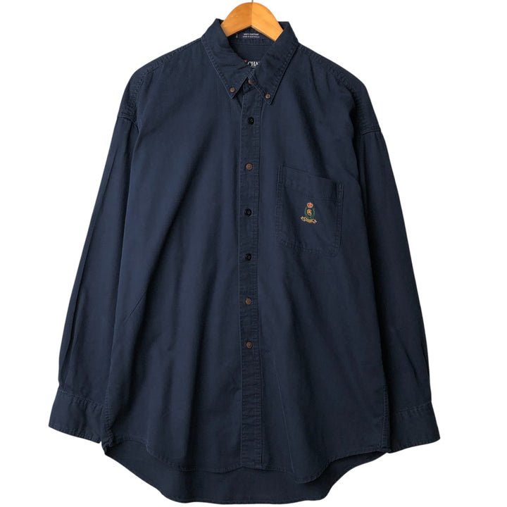 90'S Ralph Lauren CHAPS long sleeve button down shirt men's size L vintage cotton navy blue type Vintage Second Hand