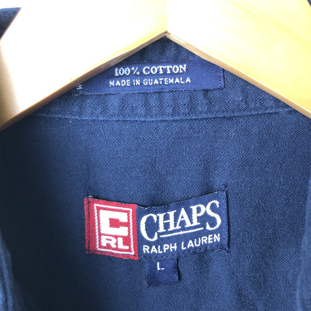 90'S Ralph Lauren CHAPS long sleeve button down shirt men's size L vintage cotton navy blue type Vintage Second Hand