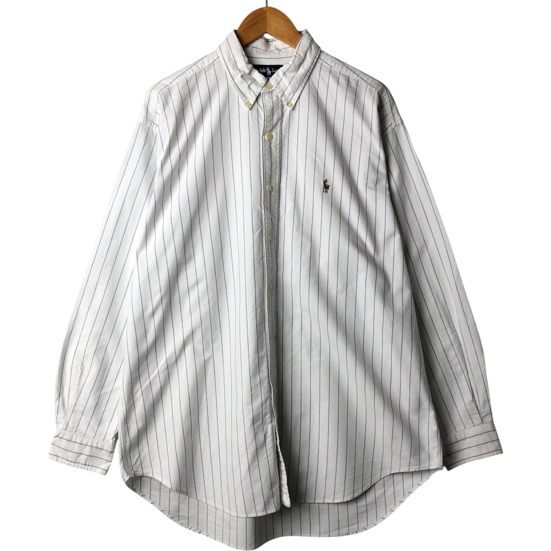 Ralph Lauren BLAKE long sleeve button-down striped shirt, men's size L cotton white type Vintage Second Hand