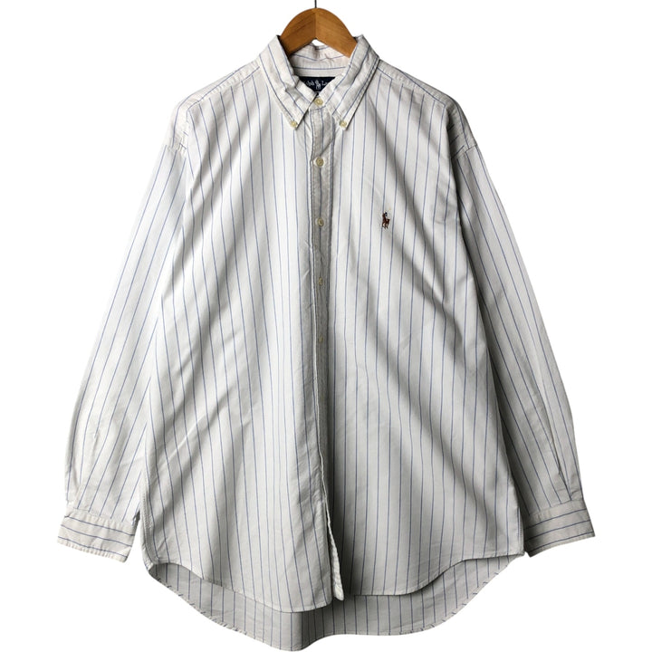 Ralph Lauren BLAKE long sleeve button-down striped shirt, men's size L cotton white type Vintage Second Hand