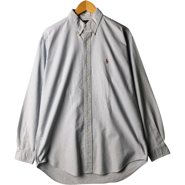 Ralph Lauren BLAKE long sleeve button down striped shirt, men's size M cotton white type Vintage Second Hand