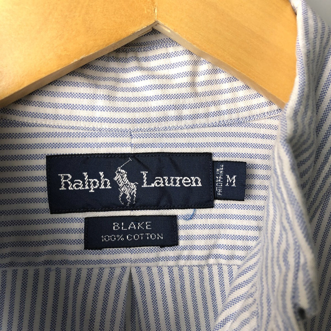 Ralph Lauren BLAKE long sleeve button down striped shirt, men's size M cotton white type Vintage Second Hand