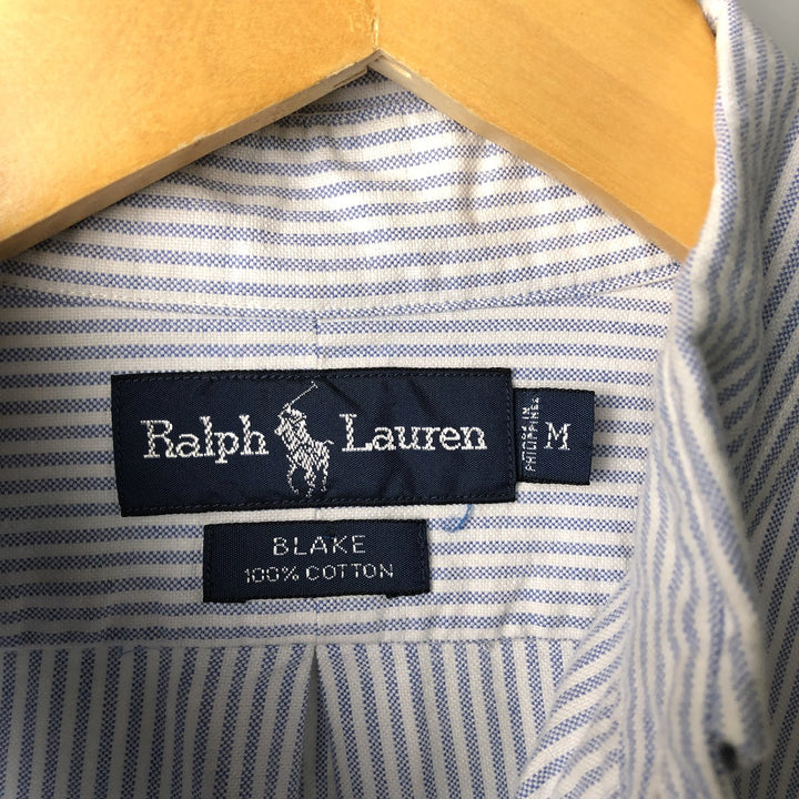 Ralph Lauren BLAKE long sleeve button down striped shirt, men's size M cotton white type Vintage Second Hand