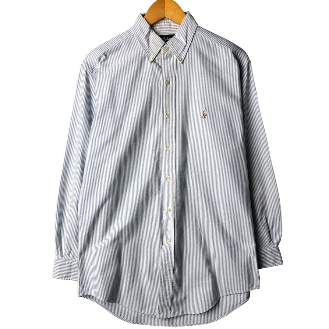 Ralph Lauren YARMOUTH Long Sleeve Button-Down Striped Shirt, Men's M Size cotton white type Vintage Second Hand