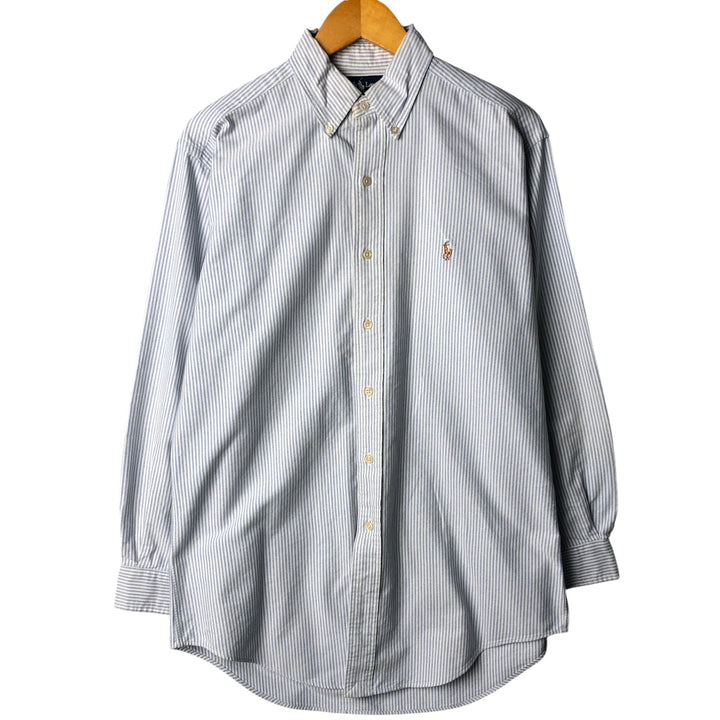 Ralph Lauren YARMOUTH Long Sleeve Button-Down Striped Shirt, Men's M Size cotton white type Vintage Second Hand