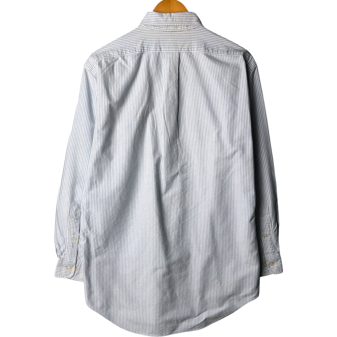 Ralph Lauren YARMOUTH Long Sleeve Button-Down Striped Shirt, Men's M Size cotton white type Vintage Second Hand