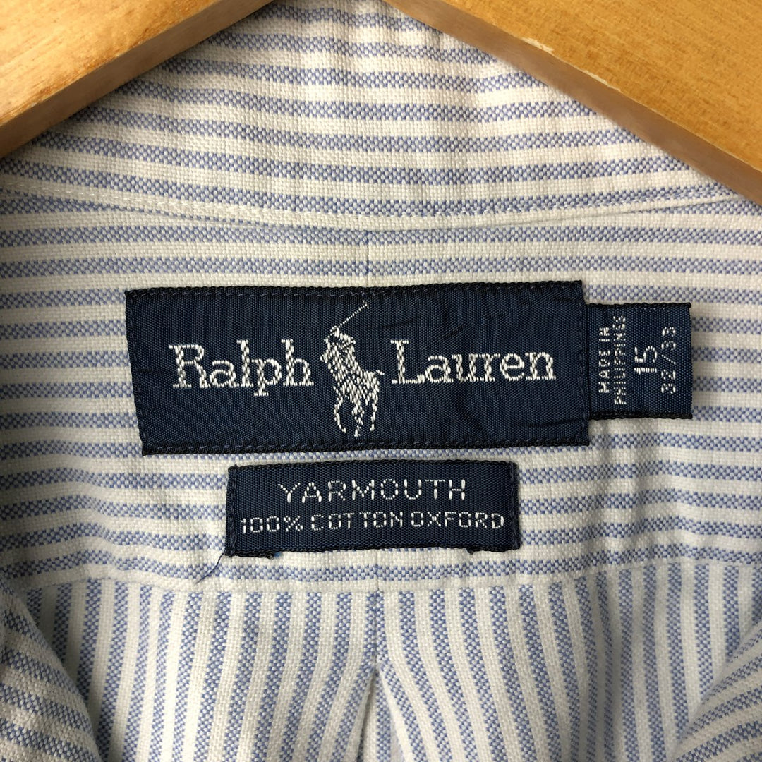 Ralph Lauren YARMOUTH Long Sleeve Button-Down Striped Shirt, Men's M Size cotton white type Vintage Second Hand
