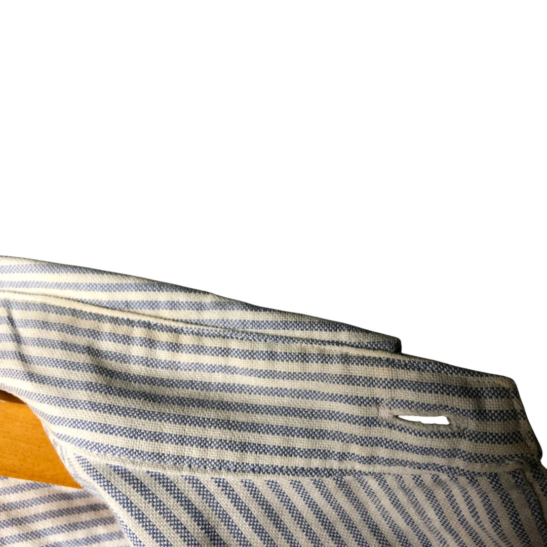 Ralph Lauren YARMOUTH Long Sleeve Button-Down Striped Shirt, Men's M Size cotton white type Vintage Second Hand