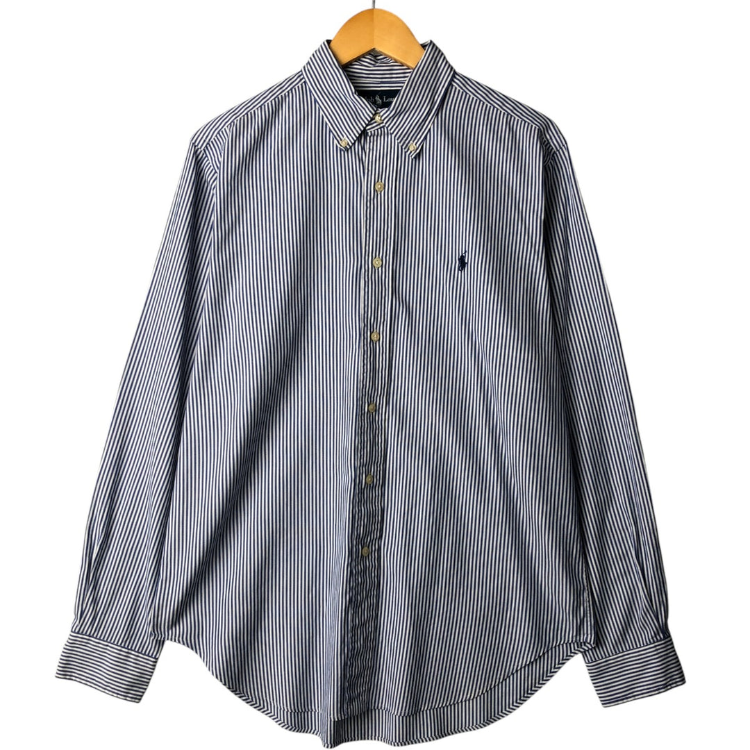 Ralph Lauren Classic Fit Long Sleeve Button Down Striped Shirt, Men's M cotton white type Vintage Second Hand