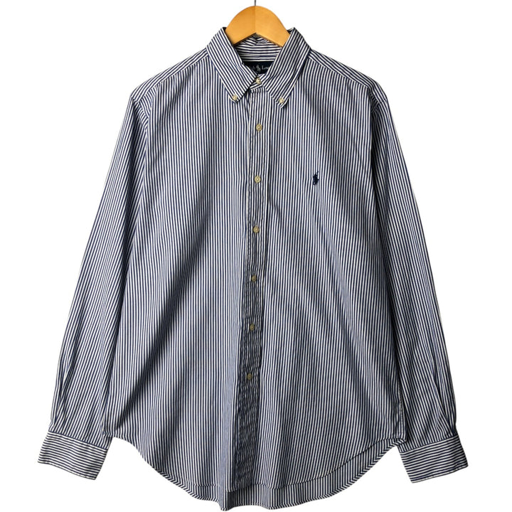 Ralph Lauren Classic Fit Long Sleeve Button Down Striped Shirt, Men's M cotton white type Vintage Second Hand