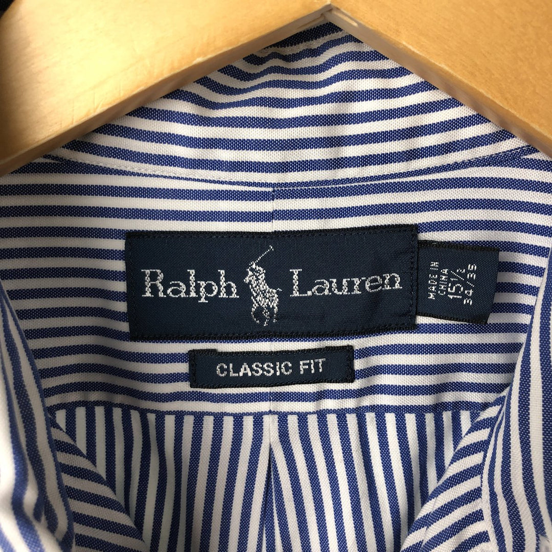 Ralph Lauren Classic Fit Long Sleeve Button Down Striped Shirt, Men's M cotton white type Vintage Second Hand