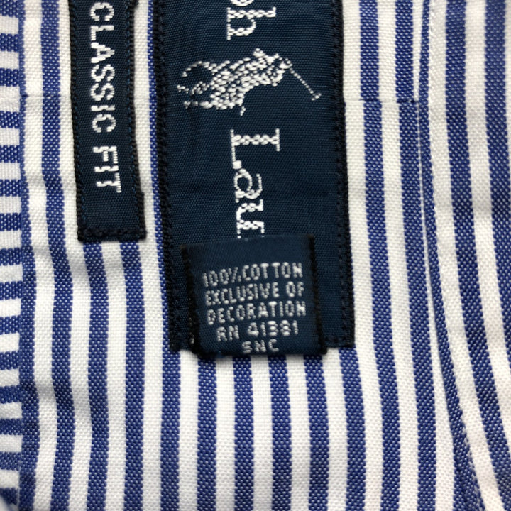 Ralph Lauren Classic Fit Long Sleeve Button Down Striped Shirt, Men's M cotton white type Vintage Second Hand