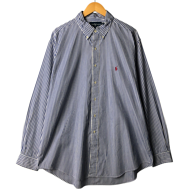 Ralph Lauren Classic Fit Long Sleeve Button Down Striped Shirt Men's XL cotton white type Vintage Second Hand