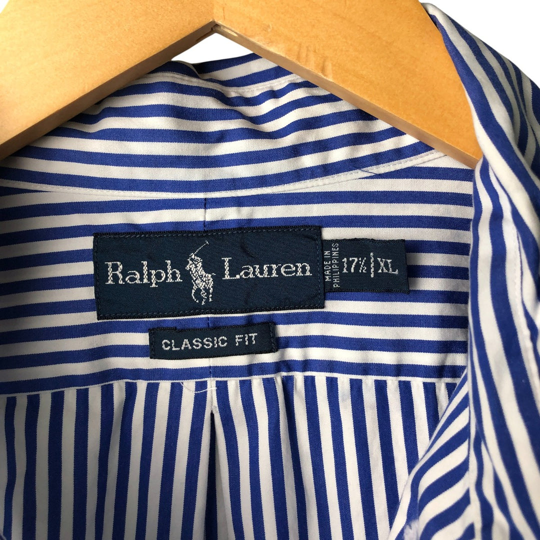 Ralph Lauren Classic Fit Long Sleeve Button Down Striped Shirt Men's XL cotton white type Vintage Second Hand