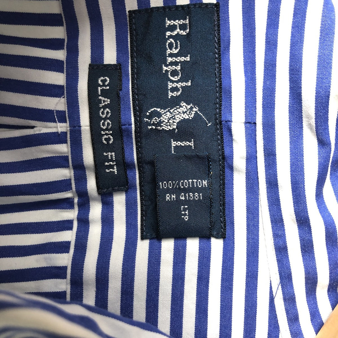 Ralph Lauren Classic Fit Long Sleeve Button Down Striped Shirt Men's XL cotton white type Vintage Second Hand