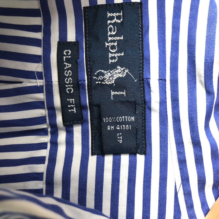 Ralph Lauren Classic Fit Long Sleeve Button Down Striped Shirt Men's XL cotton white type Vintage Second Hand
