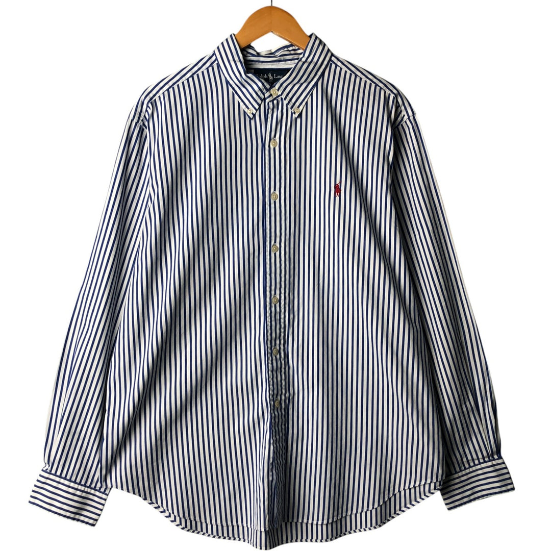Ralph Lauren Classic Fit Long Sleeve Button Down Striped Shirt Men's XL cotton white type Vintage Second Hand