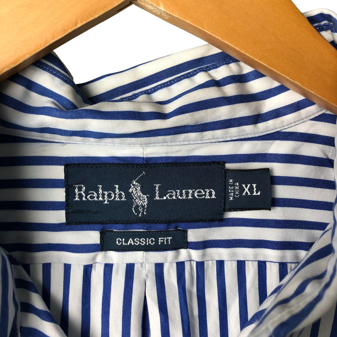 Ralph Lauren Classic Fit Long Sleeve Button Down Striped Shirt Men's XL cotton white type Vintage Second Hand