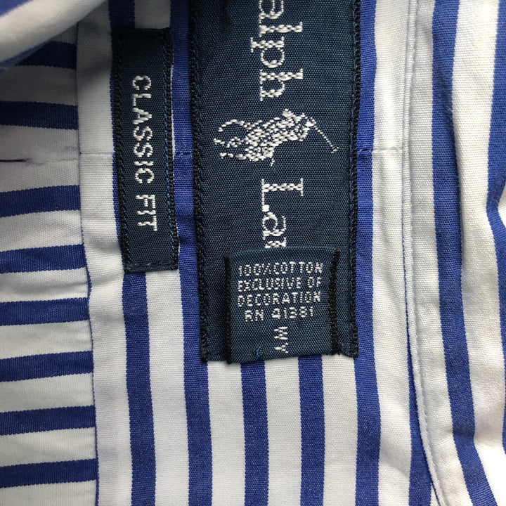 Ralph Lauren Classic Fit Long Sleeve Button Down Striped Shirt Men's XL cotton white type Vintage Second Hand