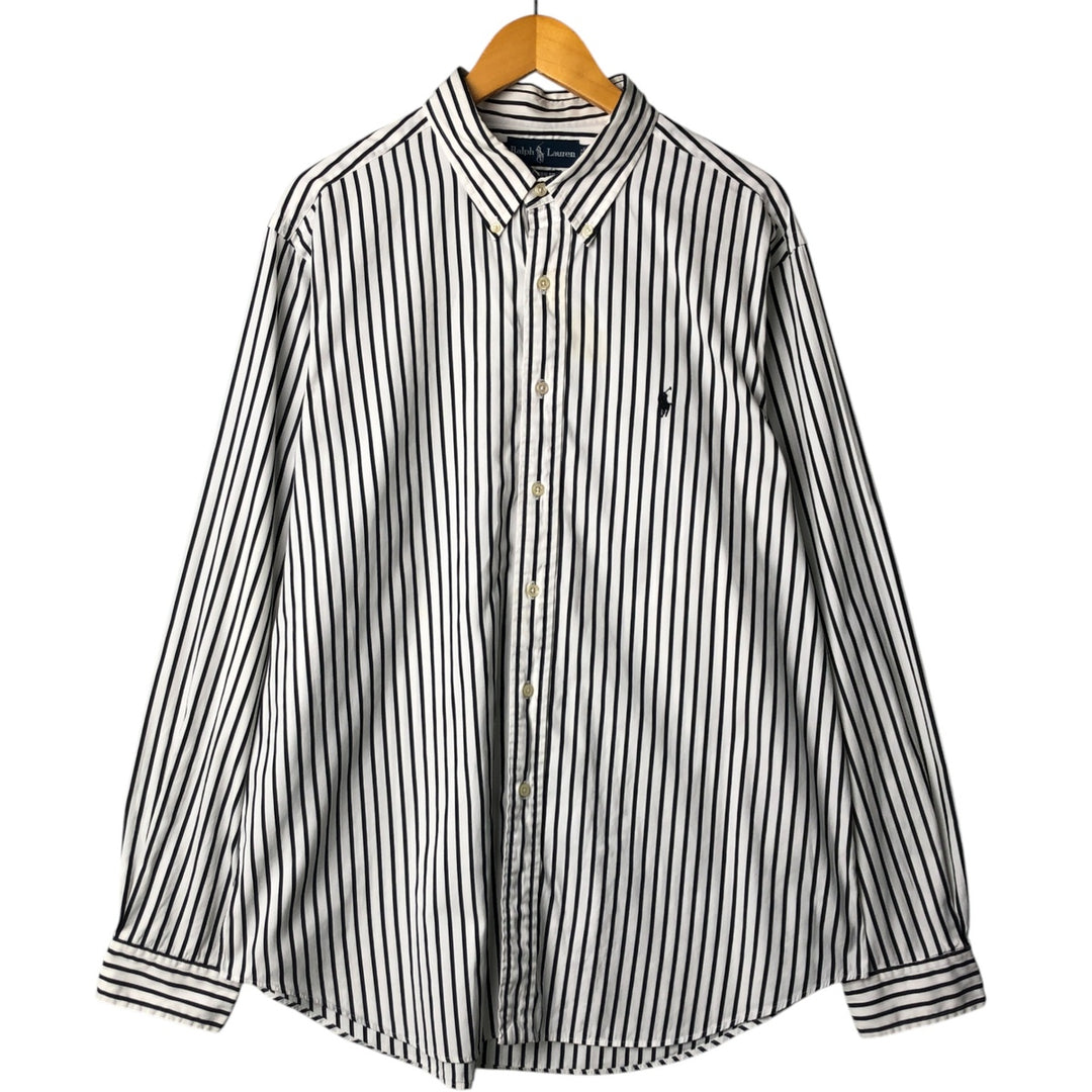 Ralph Lauren Classic Fit Long Sleeve Button Down Striped Shirt Men's XL cotton white type Vintage Second Hand