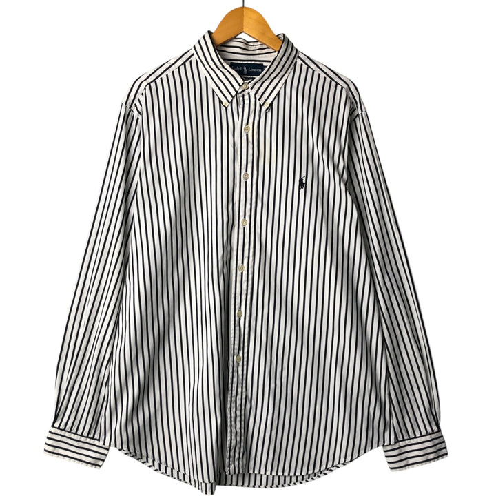 Ralph Lauren Classic Fit Long Sleeve Button Down Striped Shirt Men's XL cotton white type Vintage Second Hand