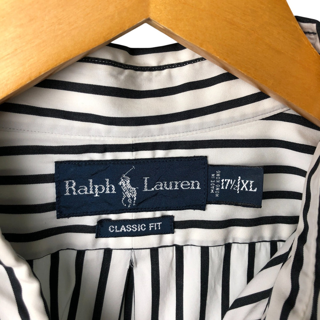 Ralph Lauren Classic Fit Long Sleeve Button Down Striped Shirt Men's XL cotton white type Vintage Second Hand