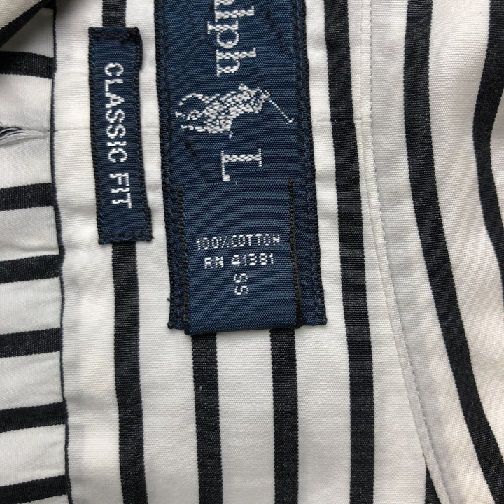 Ralph Lauren Classic Fit Long Sleeve Button Down Striped Shirt Men's XL cotton white type Vintage Second Hand