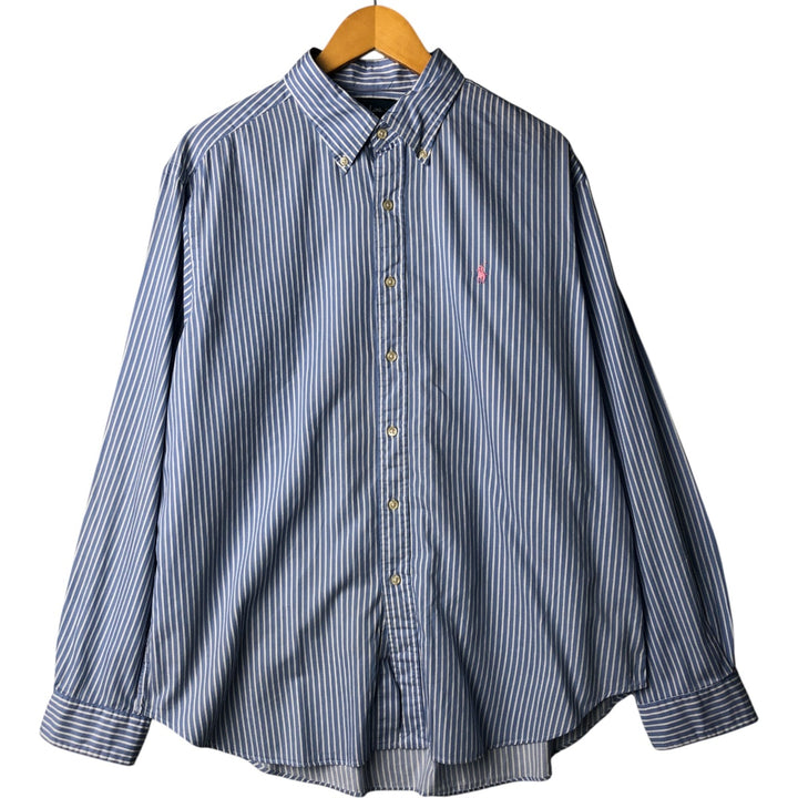 Ralph Lauren Classic Fit Long Sleeve Button Down Striped Shirt Men's XL cotton Blue type light blue Vintage Second Hand