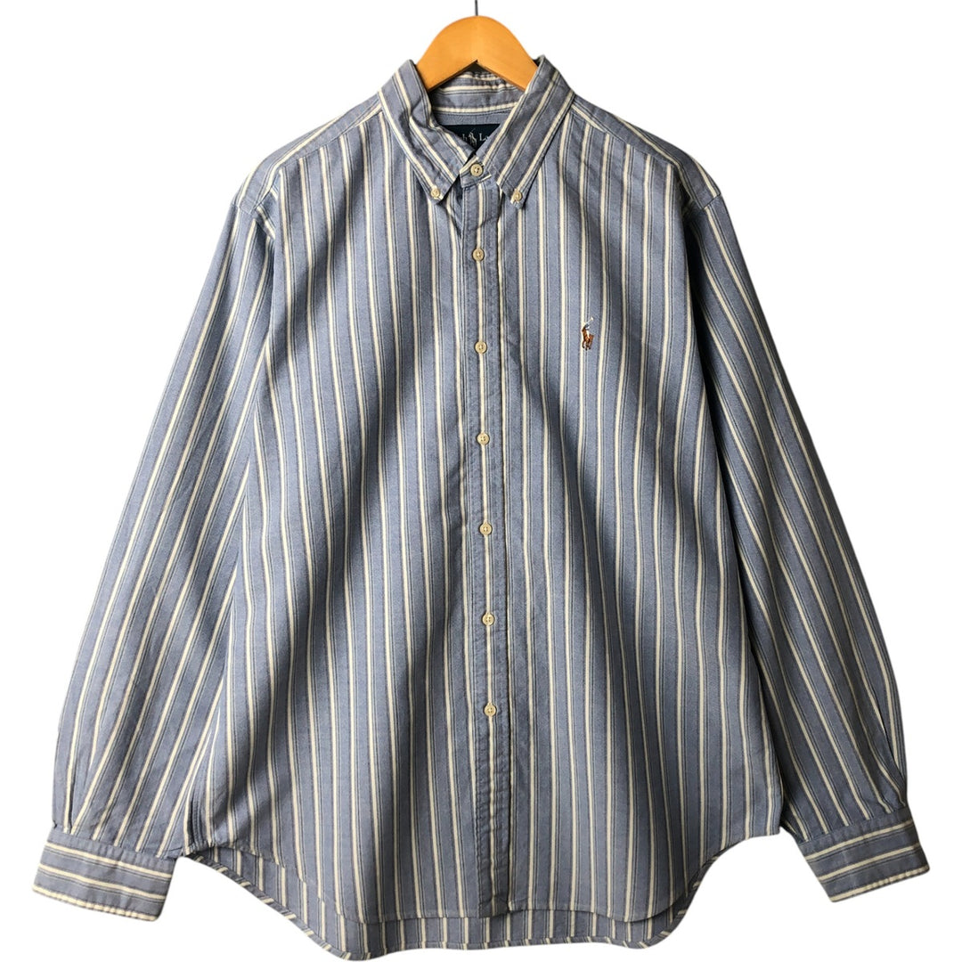 Ralph Lauren Classic Fit Long Sleeve Button Down Striped Shirt, Men's Size L cotton white type Vintage Second Hand