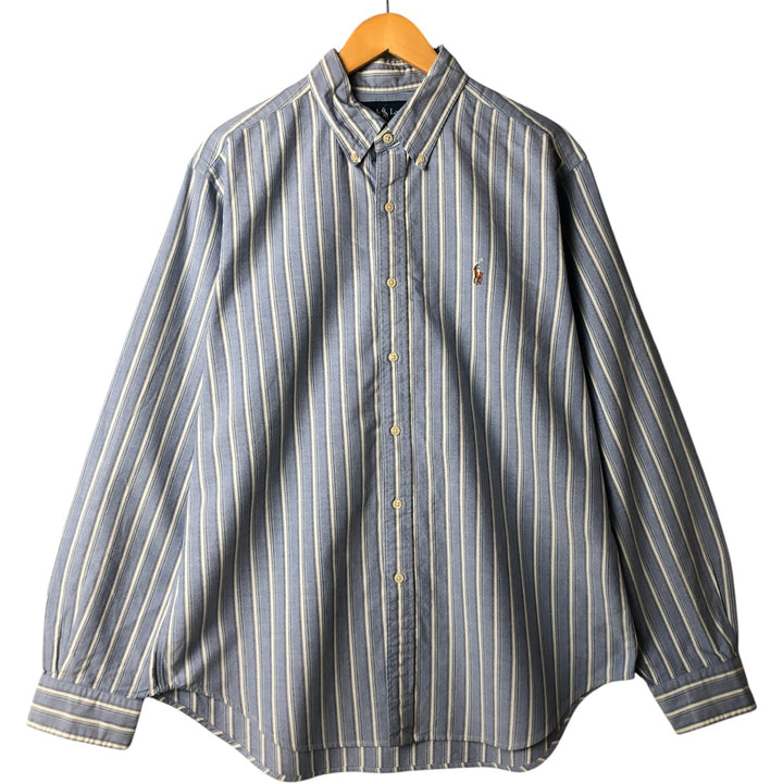 Ralph Lauren Classic Fit Long Sleeve Button Down Striped Shirt, Men's Size L cotton white type Vintage Second Hand