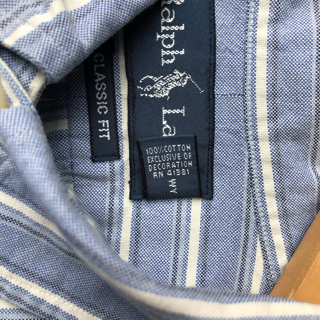 Ralph Lauren Classic Fit Long Sleeve Button Down Striped Shirt, Men's Size L cotton white type Vintage Second Hand