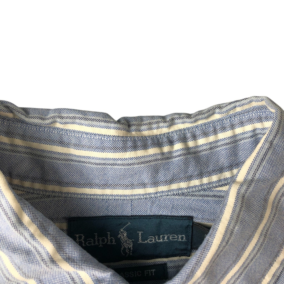 Ralph Lauren Classic Fit Long Sleeve Button Down Striped Shirt, Men's Size L cotton white type Vintage Second Hand