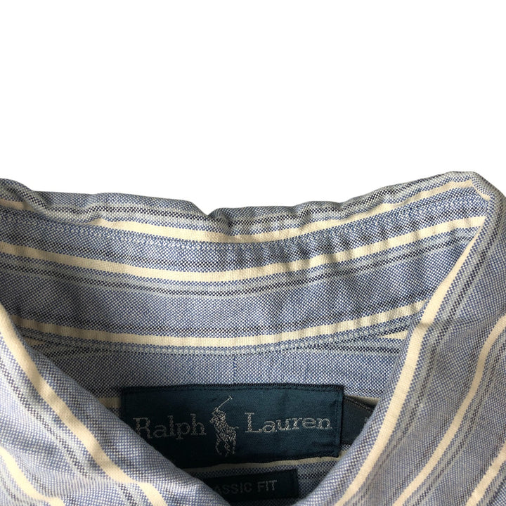 Ralph Lauren Classic Fit Long Sleeve Button Down Striped Shirt, Men's Size L cotton white type Vintage Second Hand