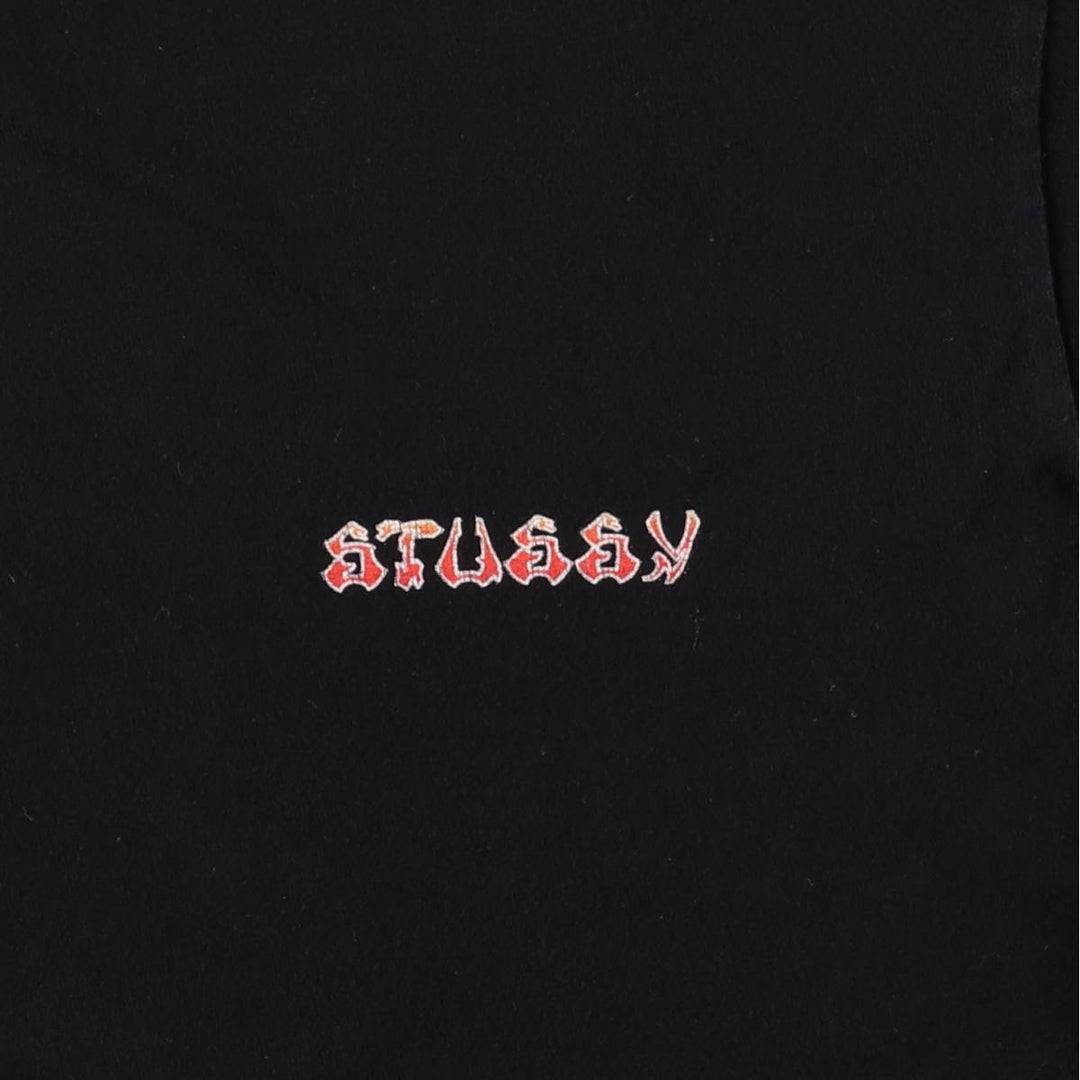 Stussy Fire Pattern Surf Skate T-Shirt, Men's Size Small cotton black type Vintage Second Hand