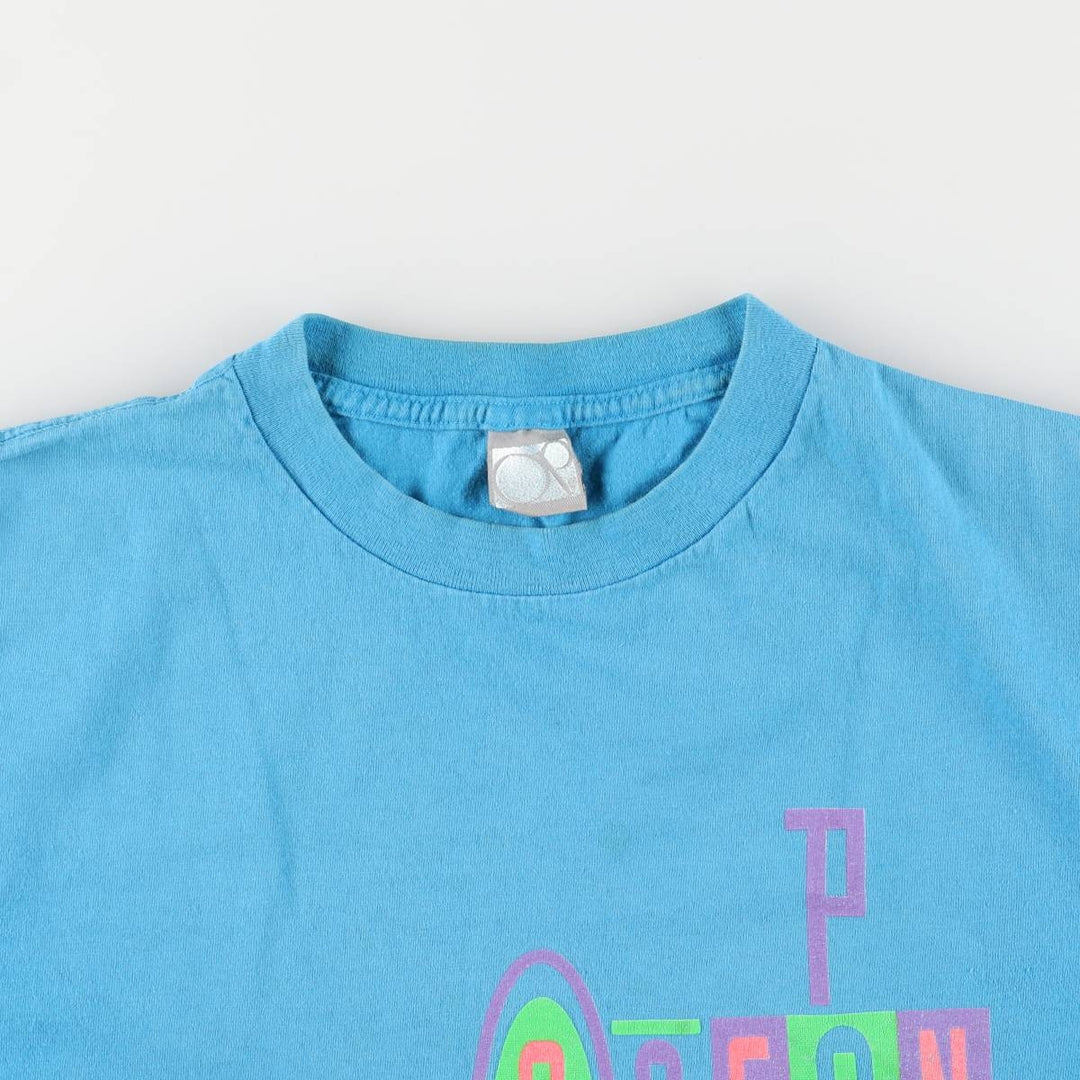 Vintage 90'S Ocean Pacific surf/skateboard t-shirt with silver tag, size M, men's unclear turquoise blue Vintage Second Hand