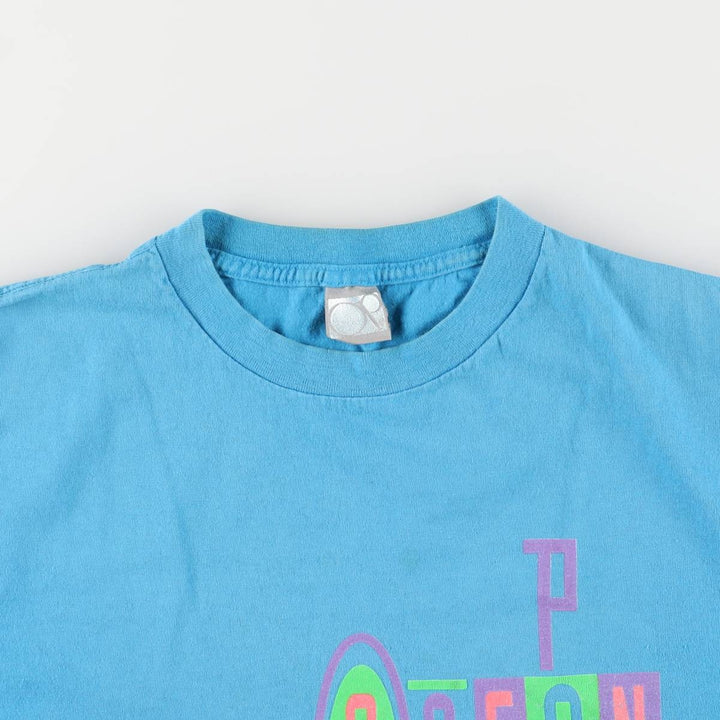 Vintage 90'S Ocean Pacific surf/skateboard t-shirt with silver tag, size M, men's unclear turquoise blue Vintage Second Hand
