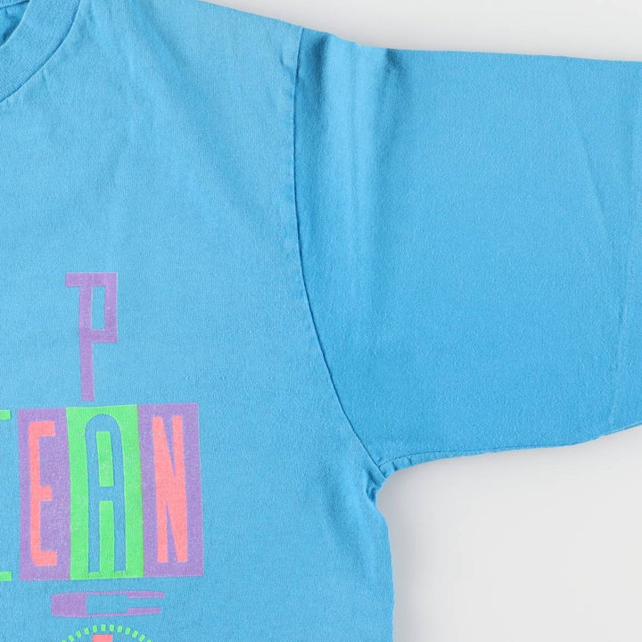 Vintage 90'S Ocean Pacific surf/skateboard t-shirt with silver tag, size M, men's unclear turquoise blue Vintage Second Hand