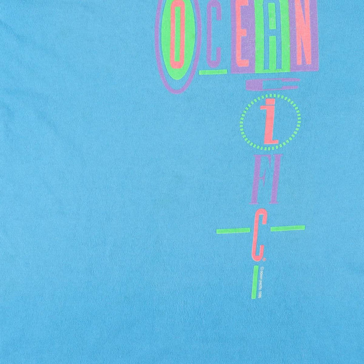 Vintage 90'S Ocean Pacific surf/skateboard t-shirt with silver tag, size M, men's unclear turquoise blue Vintage Second Hand