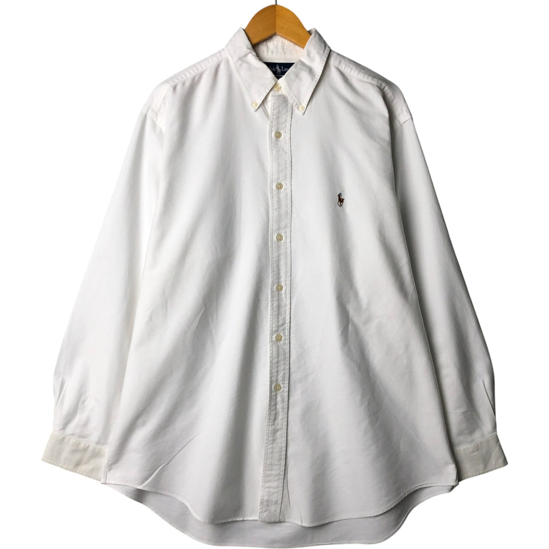 Ralph Lauren YARMOUTH long sleeve button down shirt, men's size L cotton pale white type Vintage Second Hand