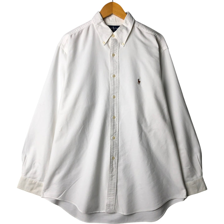 Ralph Lauren YARMOUTH long sleeve button down shirt, men's size L cotton pale white type Vintage Second Hand
