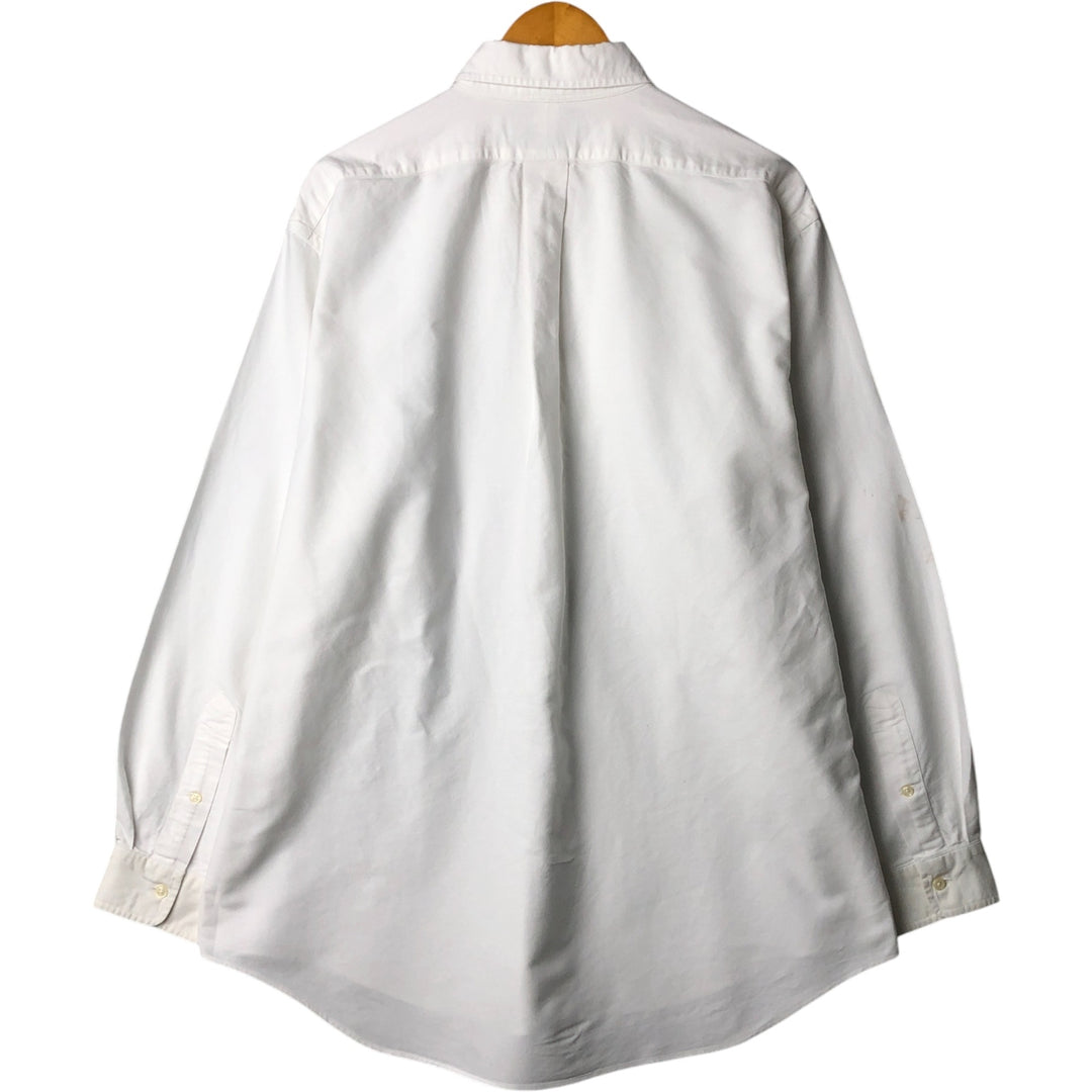 Ralph Lauren YARMOUTH long sleeve button down shirt, men's size L cotton pale white type Vintage Second Hand