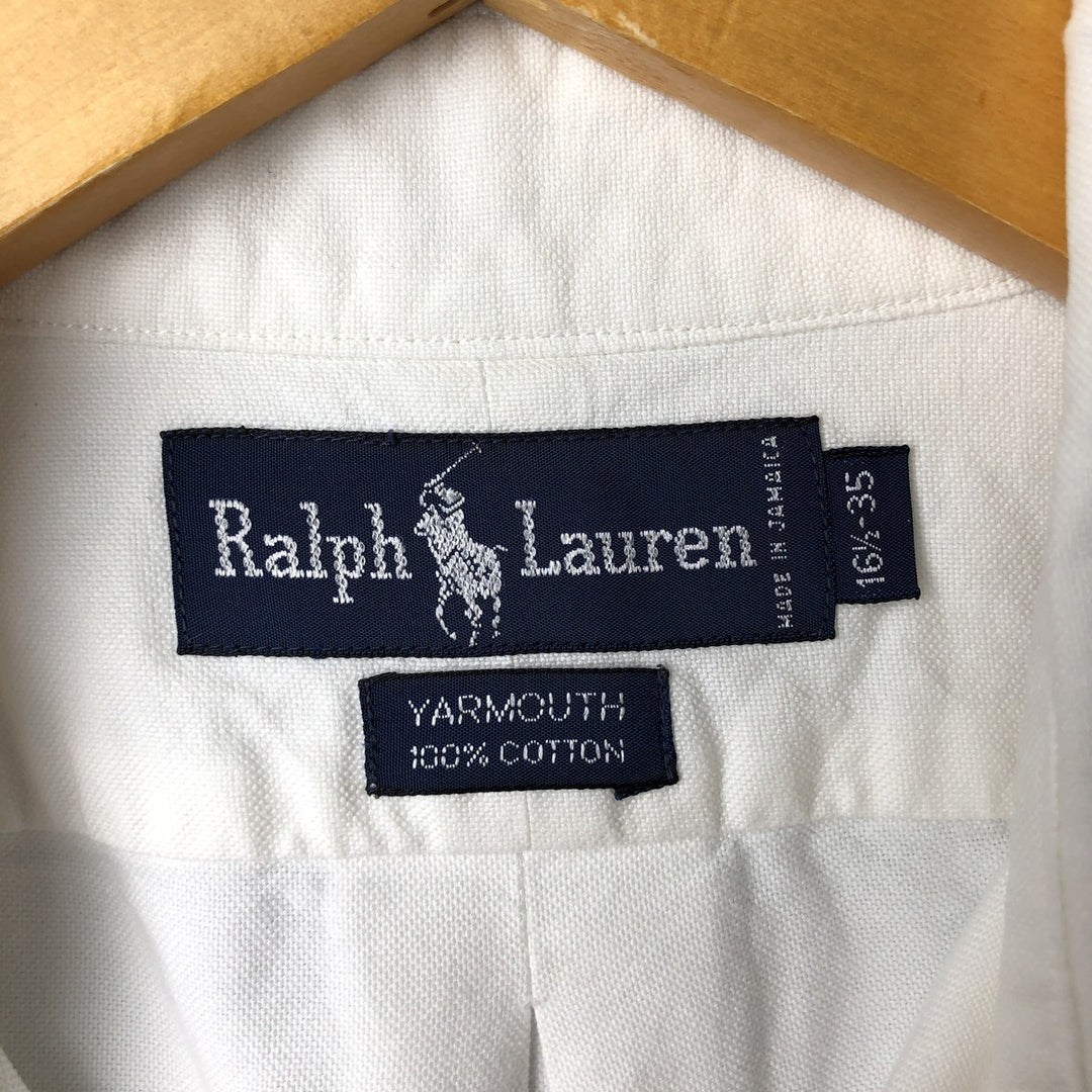 Ralph Lauren YARMOUTH long sleeve button down shirt, men's size L cotton pale white type Vintage Second Hand